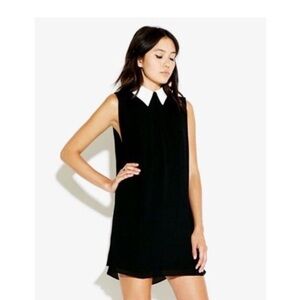 Reformation Dress Black With White Peter Pan Collar Sz M/L party winter formal